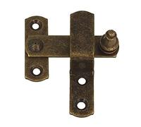 Amig - Aldabilla para Contraventana con Solapa - Cierre de Seguridad para Ventanas - Color Cuero - Herrajes para Jardín y Exterior - Acero - Medidas: 60 x 46 mm - Estilo Rústico