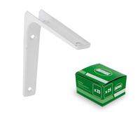 Amig - Ángulo de Acero para Estanterías - Pack 25 Piezas - Fácil Instalación - Carga Máx 20 Kg - Uso en Hogar y Oficina - Acero-blanco, 150 x 125 mm
