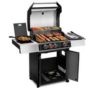 Amig - Barbacoa de Gas XL Fireplus GRILL-2 4F - 129 x 55 x 115 cm - Superficie de Cocción 60x41,5 cm - Con Termómetro, Estante Lateral, Armario y Ruedas con Freno - Parrilla de Hierro Fundido - Negro