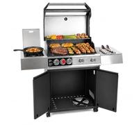 Amig - Barbacoa de Gas XXL Fireplus GRILL-2 5F - 139 x 55 x 115 cm - Superficie de Cocción 70x41,5 cm - Con Termómetro, Estante Lateral, Armario y Ruedas con Freno - Parrilla de Hierro Fundido - Negro