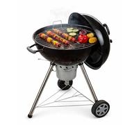 Amig - Barbacoa Portátil Fireplus de Carbón - Barbacoa Redonda con Tapa y Ruedas - Con Sistema de Ventilación y Depósito de Cenizas - Parrilla de Acero de Ø53,5 cm - Medidas: 68,4x64x100cm