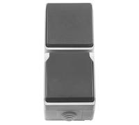Amig - Base de Enchufe Schuko Simple con Tapa + Pulsador de Sobreponer Mod.3660 - Estanqueidad IP54 Anti Humedad - Apto para Exterior e Interior, Ideal para Terrazas, Jardines, Garajes o Trasteros