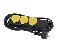 Amig - Base Múltiple Estanca o Regleta con 3 Enchufes Mod. 3305 con Tapa Abatible Apta para Exteriores e Interiores - Tomas con Estanqueidad IP44 - Cable de 2 m