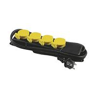 Amig - Base Múltiple Estanca o Regleta con 4 Enchufes Mod. 3305 con Tapa Abatible Apta para Exteriores e Interiores - Tomas con Estanqueidad IP44 - Cable de 2 m