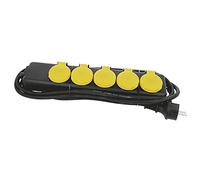 Amig - Base Múltiple Estanca o Regleta con 5 Enchufes Mod. 3305 con Tapa Abatible Apta para Exteriores e Interiores - Tomas con Estanqueidad IP44 - Cable de 2 m