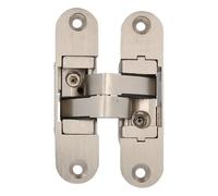 Amig - Bisagra a la Izquierda Oculta - 111 x 29 x 37 mm - Cantos Redondos - Con Regulación 3D y Apertura de 180 º - Para Puertas de Máximo 1 m de Ancho y 35 mm de Espesor - Zamak Plateado Mate