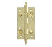 Amig - Bisagra de Seguridad - 150 x 82 x 3 mm - Cantos Cuadrados - Con Remate Decorativo - Sujeta Puertas de Entrada con Firmeza - Acero Latonado Barnizado