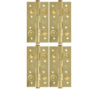 Amig - Bisagra de Seguridad - 150 x 82 x 3 mm - Cantos Cuadrados - Remate Plano - Sujeta Puertas de Entrada con Firmeza - Acero Latonado Barnizado (Paquete de 4)