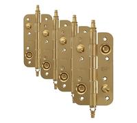 Amig - Bisagra de Seguridad - 150 x 82 x 3 mm - Cantos Redondos - Con Remate Decorativo - Sujeta Puertas de Entrada con Firmeza - Acero Latonado Barnizado (Paquete de 4)