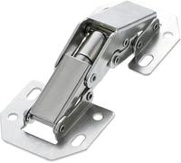 Amig - Bisagra, Tipo Cangrejo, con Pistón, 100 x 44 mm, 2 Unidades, Óptima Resistencia y Duración, Fijación Oculta para Puertas de Muebles y Armarios, Acero Plateado