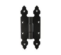 Amig - Bisagra - Tipo Libro y Fija - 200 x 90 x 4 mm - Con Remate - Estilo Clásico y Sencillo - Ideal para Fijar en Contraventanas y Puertas de Armarios - Acero Negro