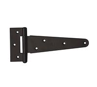 Amig - Bisagra Tipo T Plateada de Acero con Acabado Negro Mate para Puertas Abatibles Lisas de Entrada y Paso, de Interior y Exterior y Armarios - 155 x 88 mm - Montaje Fácil y Rápido