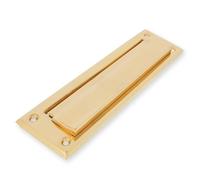 Amig - Bocacartas buzón Dorado Mod. 1 - Solapa para Paredes o Puertas - Recogecartas con Tapa de Latón - 254 x 78 mm - Medida Boca: 198 x 48 mm - Color Dorado Pulido - Ranura para Cartas
