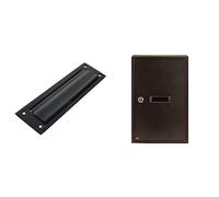 Amig Bocacartas de Acero con Boca de 198 x 48 mm, Negro Mate, 254 x 73 mm & Buzón recogecartas Interior | Bocacartas para Paredes, muros o Puertas, Color Negro | Medidas: 40x25x10 cm | Boca: 5x20 cm