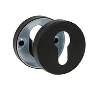 Amig - Bocallave para cilindro europerfil y manillas con roseta redonda - Embellecedor de cerradura Ø53 mm con fijación mediante tornillos incluidos - Acero inoxidable acabado negro - Mod. 3RX