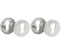 Amig - Bocallave para Cilindros - 65 x 31 mm - Embellecedor de cerradura - Compatible con Cilindros Europerfil - Diseño Elegante y Sencillo - Plateado mate - Acero inoxidable (Paquete de 2)