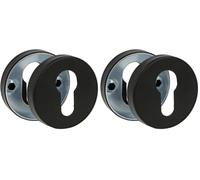 Amig - Bocallave para Manillas de Roseta Redonda Mod. 3RX 53 mm Embellecedor de Cerradura Compatible con Cilindro Europerfil Acero inoxidable Negro (Paquete de 2)