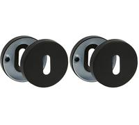 Amig - Bocallave para Manillas de Roseta Redonda - Mod. 4RX - Ø53 mm - Embellecedor de Cerradura - Compatible con Llave de Gorja - Acero inoxidable Negro (Paquete de 2)
