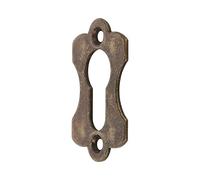 Amig - Bocallave - Vertical y Lisa - 60 x 38 x 2 mm - Con Agujero para Cerraduras de Europerfil - Ideal para Fijar en Cajones, Armarios, Baúles y Puertas de mueble - Acero Acabado Cuero