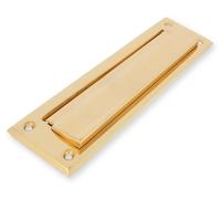 Amig - Boquilla para buzón Golden Mod. 1 - Cubierta para paredes o puertas - Recipiente para cartas con tapa de latón - 254 x 78 mm - Tamaño de la abertura: 198 x 48 mm - Color dorado pulido - Boquill