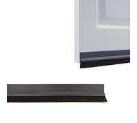 Amig - Burlete Adhesivo de sobreponer Mod.7 - Tira de Sellado con Cepillo de Pelo y Lamina de plástico Protectora - Aislante para bajo de Puertas - Recortable - PVC - Negro - 100x1x6 cm