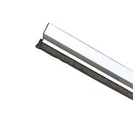 Amig - Burlete para Puertas de Entrada o de Paso - Burlete Adhesivo de sobreponer - Cepillo de Pelo - Lámina de plástico Entre la escobilla - 1 m - Plata - Aluminio