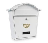 Amig - Buzón Exterior de Pared - Tamaño Compacto para DIN A4 - Apertura Frontal con Cerradura - Acero - Blanco - Fácil de Instalar en Puertas o Verjas - 37 x 36 x 10,5 cm