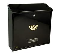 Amig - Buzón Exterior de Pared - Tamaño Compacto para DIN A4 - Apertura Frontal con Cerradura - Acero - Negro - Fácil de Instalar en Puertas o Verjas - 37 x 36 x 10 cm