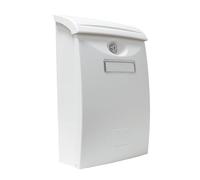 Amig - Buzón Exterior de Pared - Tamaño Compacto para DIN A4 - Apertura Frontal con Cerradura - Plástico - Blanco - Fácil de Instalar en Puertas o Verjas - 34,5 x 24 x 10,5 cm