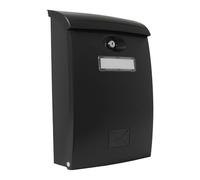 Amig - Buzón Exterior de Pared - Tamaño Compacto para DIN A4 - Apertura Frontal con Cerradura - Plástico - Negro - Fácil de Instalar en Puertas o Verjas - 34,5 x 24 x 10,5 cm