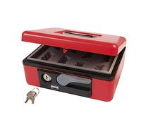 Amig - Caja de caudales - Caja de seguridad para dinero, billetes y monedas - Con bandeja portamonedas - Apertura con Manilla Automática y Llave - Color Rojo - Acero - 197 x 154 x 80 mm