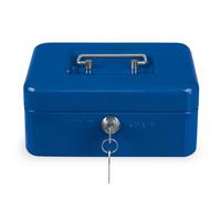 Amig - Caja de caudales - Caja de seguridad para dinero, billetes y monedas - Con bandeja portamonedas y 2 llaves - Color Azul - Acero - 300 x 240 x 90 mm