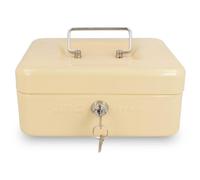 Amig - Caja de caudales - Caja de seguridad para dinero, billetes y monedas - Con bandeja portamonedas y 2 llaves - Color Marfil - Acero - 200 x 160 x 90 mm