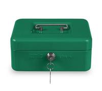 Amig - Caja de caudales - Caja de seguridad para dinero, billetes y monedas - Con bandeja portamonedas y 2 llaves - Color Verde - Acero - 200 x 160 x 70 mm