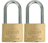 Amig - Candado de seguridad - Incluye 2 llaves - Arco largo - Latón y arco de Acero tratado - Para taquillas de gimnasio, puertas, armarios, maletas, mochilas - Doble cierre - Ancho: 50 mm