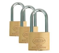 Amig - Candado de seguridad | Incluye 2 llaves | Arco largo | Latón y arco de Acero tratado | Para taquillas de gimnasio, puertas, armarios, maletas, mochilas | Doble cierre | Ancho: 40 mm