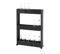 Amig - Carrito de Almacenamiento Estrecho con Ruedas Böken - Color Negro - 54 x 12 x 78 cm - Carro Auxiliar de Almacenamiento - Almacenaje de baño de 3 Niveles