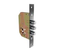 Amig - Cerradura Auxiliar de Embutir para puertas de madera - Desplazamiento 20 mm y Entrada: 50 mm. - Sin Picaporte - Acero - Negro - Incluye Tornillería