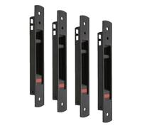 Amig - Cerradura corredera para ventanas y puertas corredizas de aluminio | Cerradura con gancho integrada | Aluminio | Color negro | Medidas: 192 x 28 mm (Paquete de 4)