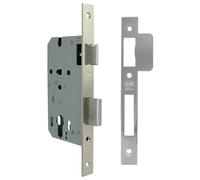 AMIG - Cerradura de Embutir 335 para Puertas de Madera, 50/70 mm, Acero Cromado Mate, Picaporte Reversible, Sin Cilindro ni Escudo