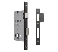 AMIG - Cerradura de Embutir 335 para Puertas de Madera, 50/70 mm, Acero Negro, Picaporte Reversible, Sin Cilindro ni Escudo