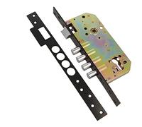 Amig - Cerradura de Embutir Con Bulones para Puertas de Madera Mod. 100-50/85 mm - Con Cilindro y Escudo de Seguridad - Picaporte Reversible - Acero Acabado en Negro