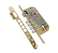 Amig - Cerradura de Embutir Con Bulones para Puertas de Madera Mod. 101-50/85 mm - Con Cilindro y Escudo de Seguridad - Picaporte Reversible - Acero Latonado Barnizado