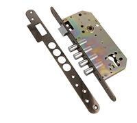 Amig - Cerradura de Embutir Con Bulones para Puertas de Madera Mod. 101-50/85 mm - Con Cilindro y Escudo de Seguridad - Picaporte Reversible - Acero Efecto Cuero