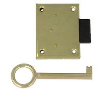 Amig - Cerradura de Embutir Para Mueble - Entrada a 20 mm - Incluye Llave de Gorja - Sistema de Cierre para Mesas, Armarios y Pequeños Muebles - Latón Dorado Mate