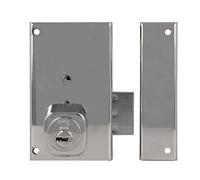 Amig - Cerradura de Sobreponer de Derecha con Palanca de Cierre y Lengüeta para Puertas de Madera Mod. 75P / 67 x 112 mm/Cilindro Redondo de Seguridad/Acero Plateado