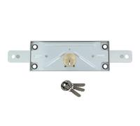 Amig - Cerradura para Puerta Enrollable - Cilindro 15 mm - Latón y Acero - Plateado - Canto Cuadrado con 3 Llaves Niqueladas - Seguridad para Garajes y Locales Comerciales