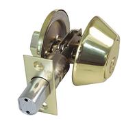 Amig - Cerrojo de Roseta con Llave Exterior y Condena Interior Mod. 1550 - ø 65 mm - Espesor Máximo Puerta: 45 mm - Pasador de Seguridad Antisierra - Acero Latonado Barnizado