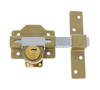 Amig - Cerrojo de Sobreponer con Cilindro Redondo Interior y Exterior Mod. 4-105 x 170 mm - Cerradura de Seguridad con Llave - Incluye 5 Llaves de Punto - Acero Martelé