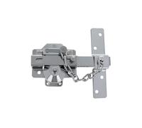 Amig - Cerrojo de Sobreponer con Cilindro Redondo, Pestillo y Cadena Mod. 1C - 88 x 153 mm - Cerradura de Seguridad con Llave y Retenedor - Incluye 5 Llaves de Punto - Acero Plateado